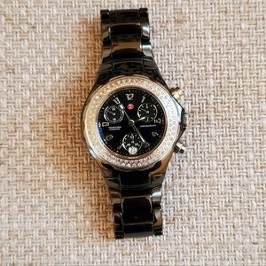 MICHELE Tahitian Black Ceramic & Diamond Women's Watch